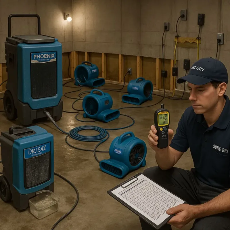 Structural Drying and Dehumidification process in Westfield Center, OH